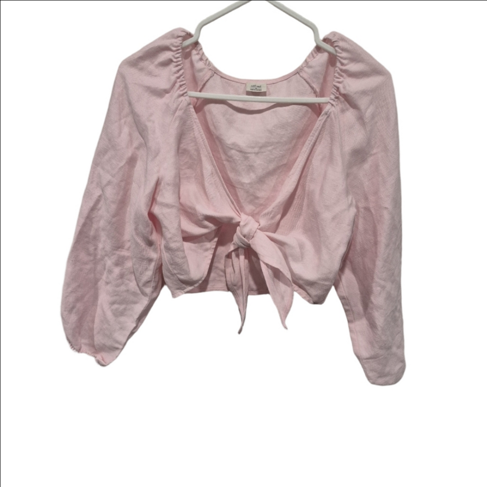 Wilfred Venous Linen Tie Front Pink Blouse Size medium